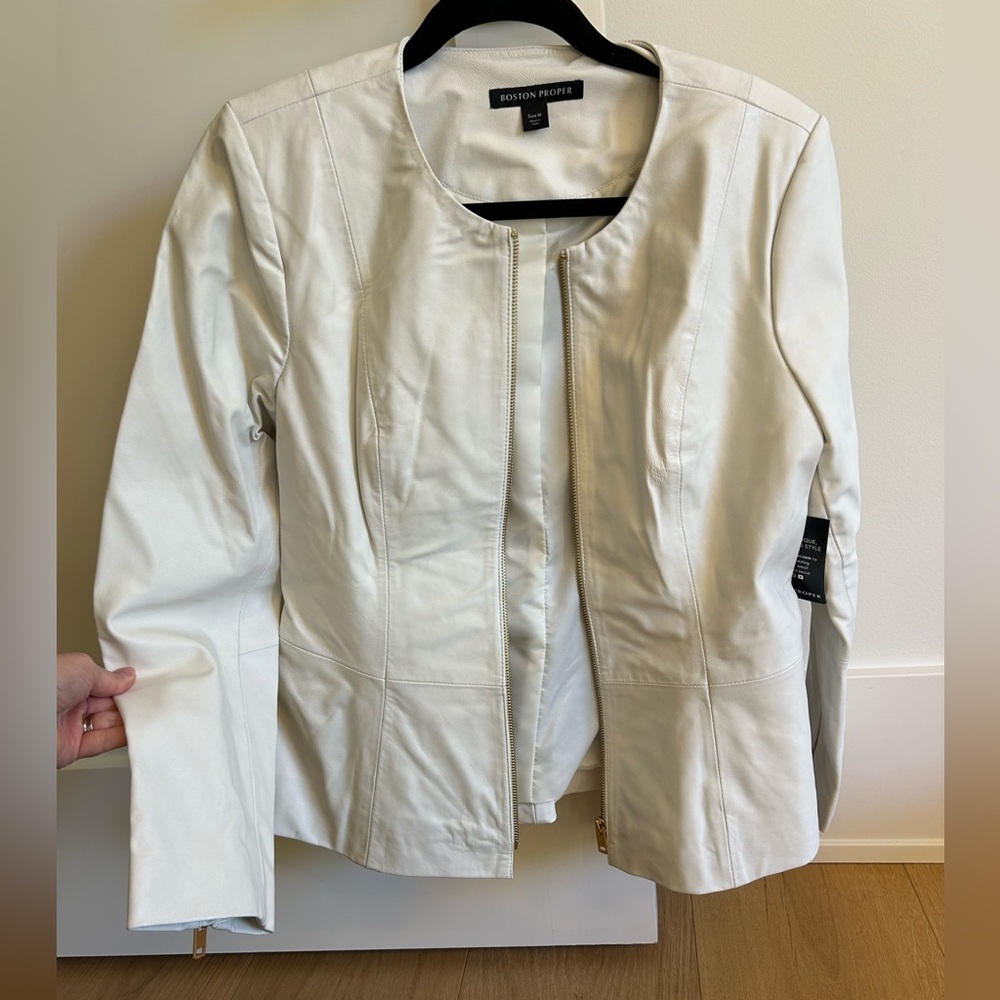 Boston Proper White leather Jacket Size Medium